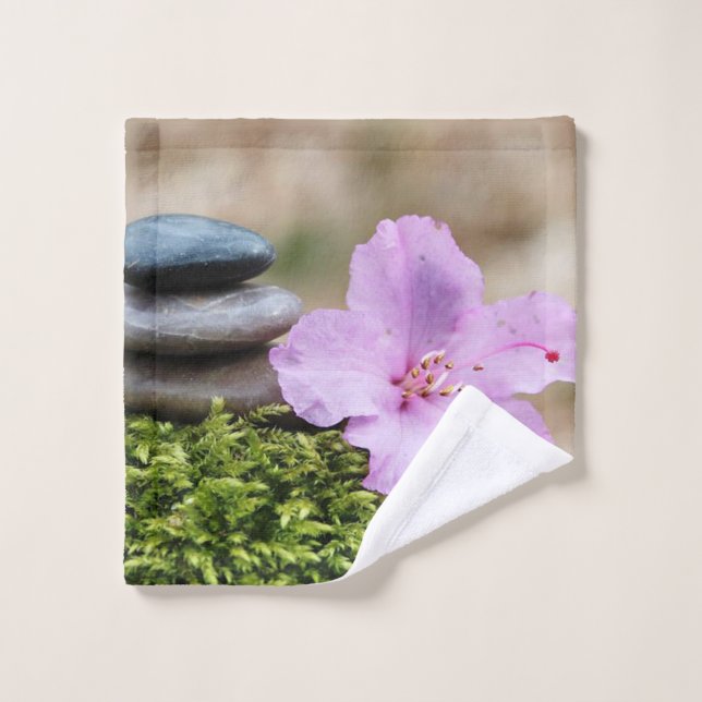 Zen stones Lotus Flower Landscape Bath Towel Set (Wash Cloth)