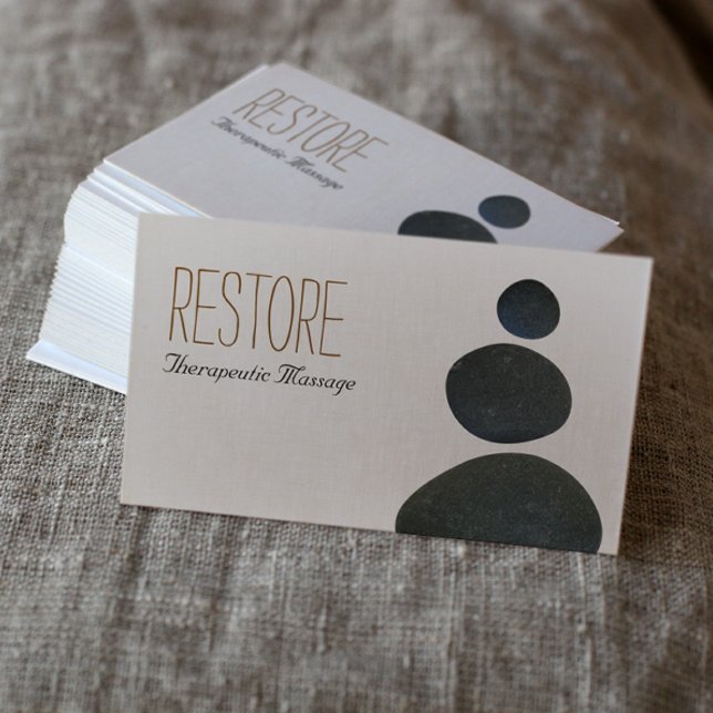 Zen Stones Massage Therapist & Meditation Teacher Business Card (Creator Uploaded)