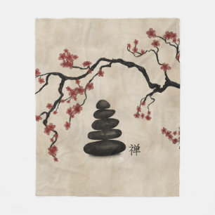 Zen stones Sakura Tree Fleece Blanket