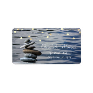 Zen Stones, Sea, Faux Gold Foil Confetti Label