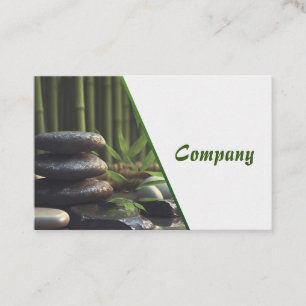 Zen Stones Spa Wellness tranquility white green Business Card