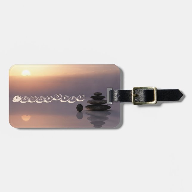 Zen Stones, Sunset Luggage Tag (Front Horizontal)