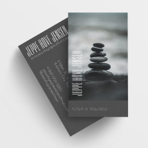 Zen Stones Yoga & Wellness Black and White  Busine Business Card