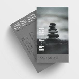 Zen Stones Yoga & Wellness Grey and White Business Card