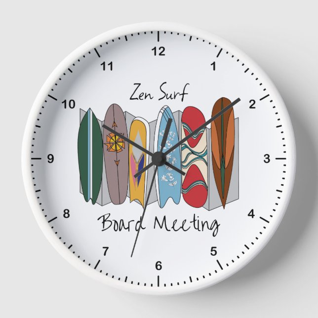 Zen Surf Board Meeting Clock (Front)