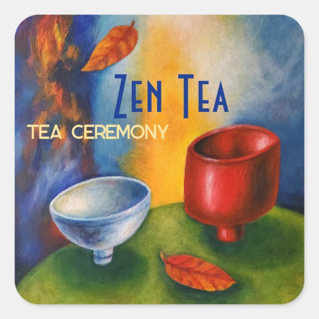 Zen Tea/Autumn Tea/Tea Ceremony/ Square Sticker (Front)