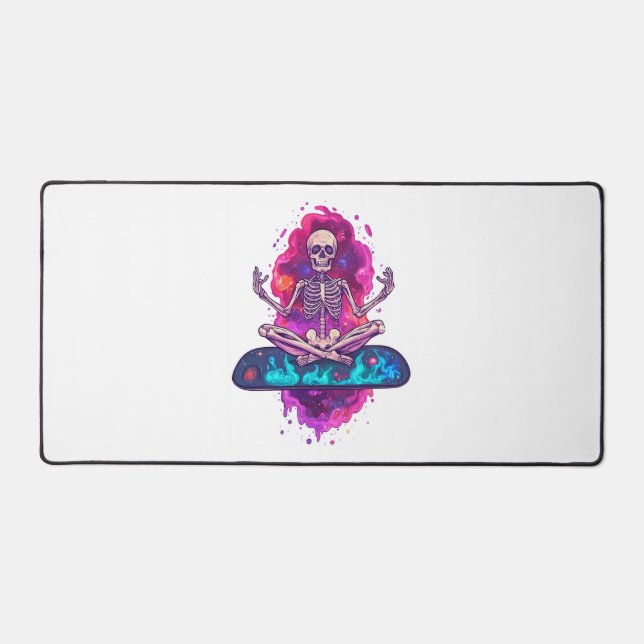 Zen to the Bone � Funny Space Yoga Skeleton Desk Mat (Front)