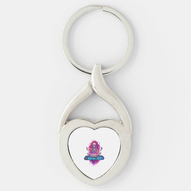 Zen to the Bone � Funny Space Yoga Skeleton Key Ring (Front)