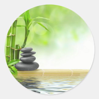 Zen tranquillity water garden by healing love classic round sticker