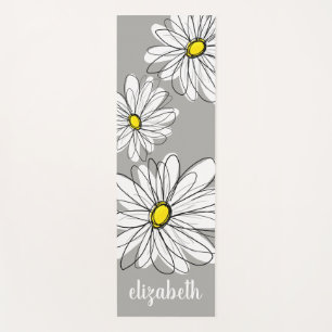 Zen Trendy Daisy with gray and yellow Yoga Mat