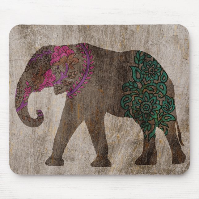Zen Tribal Asian Elephant Mouse Pad (Front)