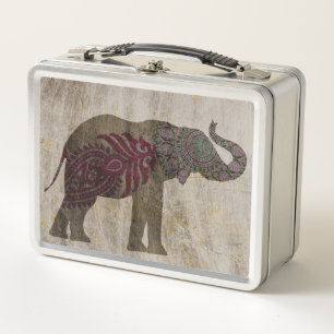 Zen Tribal Elephant Metal Lunch Box