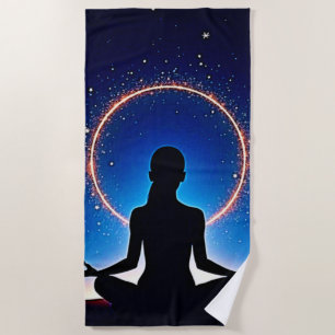 Zen Under Stars: Cosmic Meditation Beach Towel
