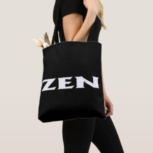 Zen white black shoulder tote bag