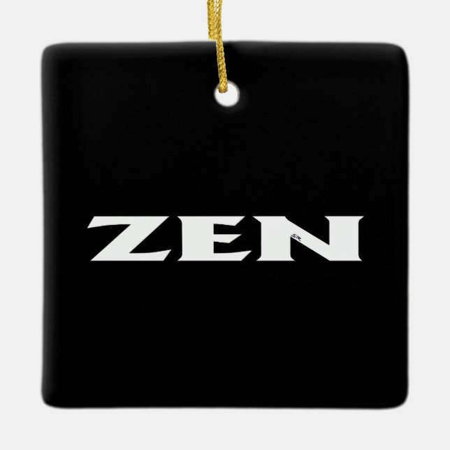 Zen white black square ceramic ornament (Front)