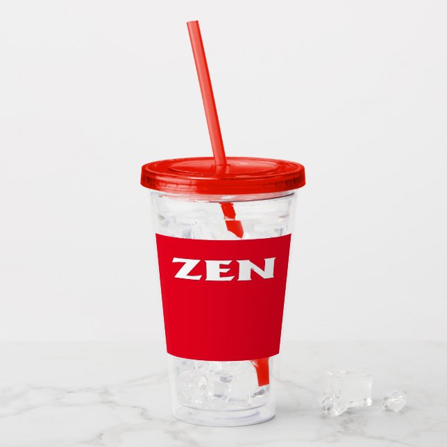 Zen white red red acrylic tumbler (Front Ice)