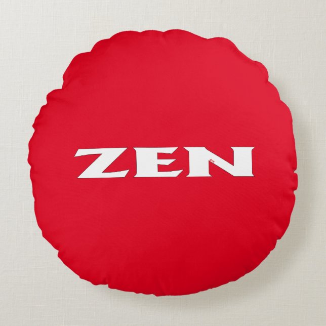 Zen white red round poly throw pillow (Front)