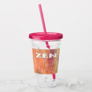 Zen white reeds fuchsia acrylic tumbler