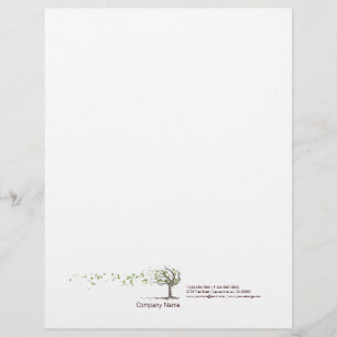 Zen Wind Tree With Leaves Business Letterhead