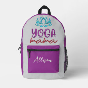 Zen Yoga Lotus Flower "Yoga Mama" Quote Customize Printed Backpack