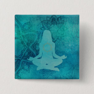 Zen Yoga Meditation 15 Cm Square Badge