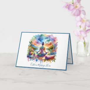 Zen Yoga Meditation in Nature Pastel Watercolor Card