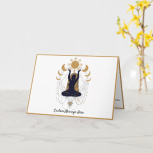 Zen Yoga Pose Gold Sun Moon Design Note Card
