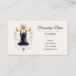 Zen Yoga Pose Golden Sun Meditation Professional Business Card