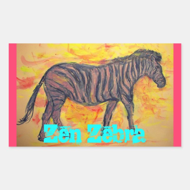 Zen Zebra Rectangular Sticker (Front)