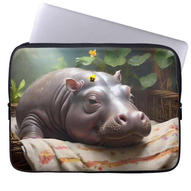 Zena The Baby Hippo Takes Time Out To Sleep, Laptop Sleeve (Front)
