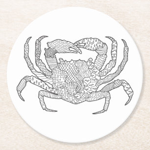 Zendoodle Crab Round Paper Coaster