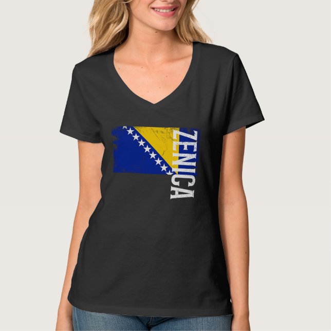 Zenica Bosnia Flag For Bosnian Men Women Kids  1 T-Shirt (Front)