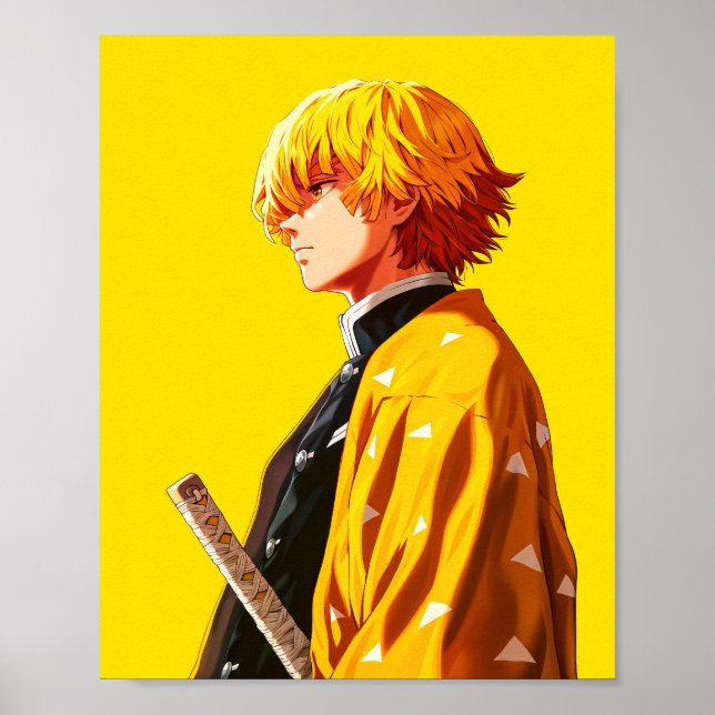 "Zenitsu Agatsuma – Thunder Breathing Demon Slayer Poster (Front)