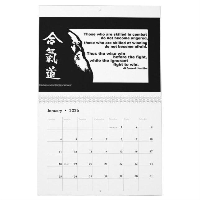 Zentality 2013 Martial Arts Themed Calendar (Jan 2026)