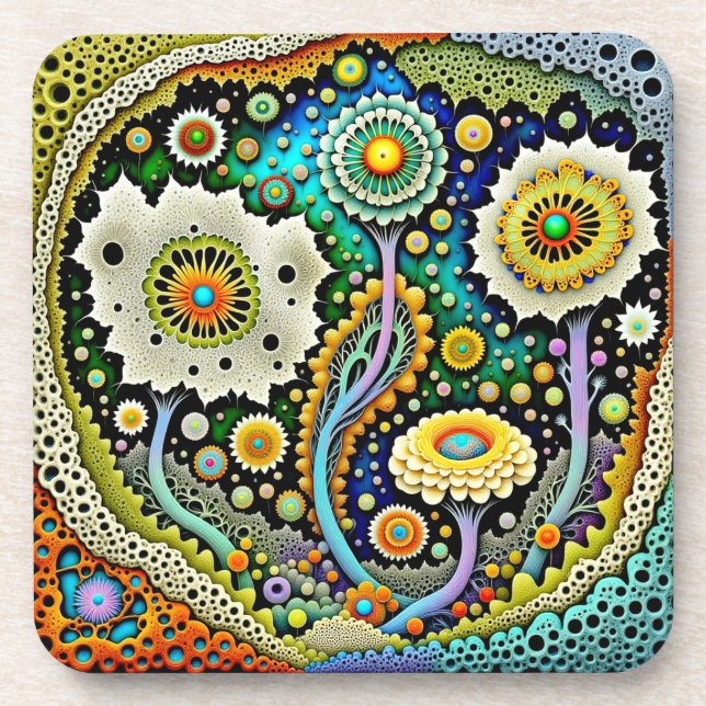 Zentangle Floral Dreamscape Coaster (Front)