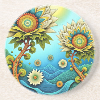 Zentangle Floral Dreamscape Coaster