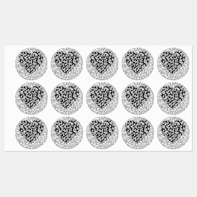 Zentangle Heart and Leaves Round Gift Packaging St (Sheet)