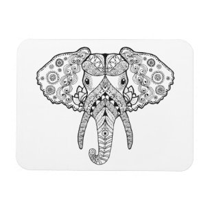 Zentangle Inspired Elephant Magnet