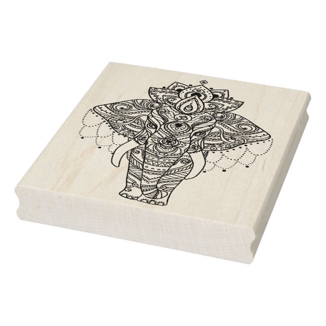 Zentangle Inspired Elephant Rubber Stamp (Stamp)