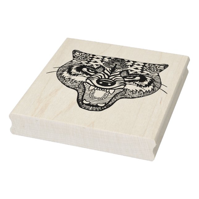 Zentangle Inspired Wolf Rubber Stamp (Stamp)