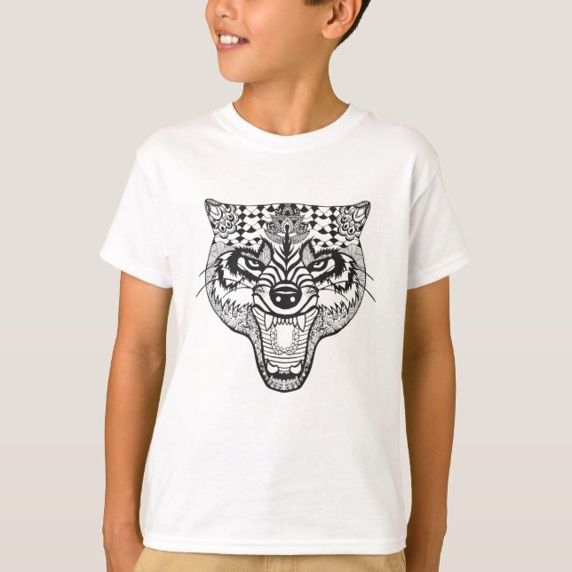 Zentangle Inspired Wolf T-Shirt (Front)