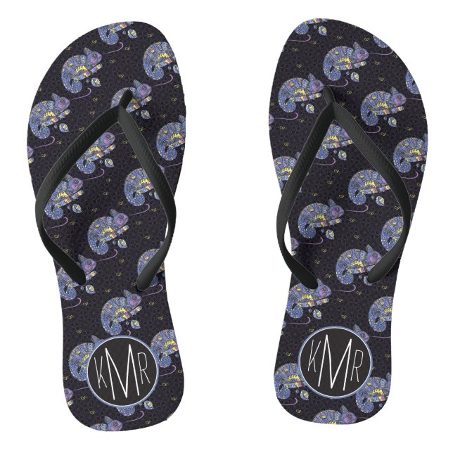 Zentangle Lizard | Monogram Jandals (Footbed)