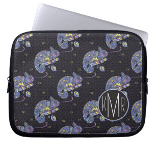Zentangle Lizard Monogram Laptop Sleeve