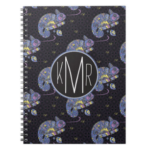 Zentangle Lizard   Monogram Spiral Notebook