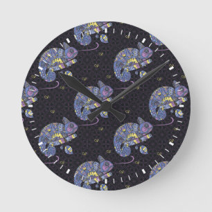 Zentangle Lizard Round Clock