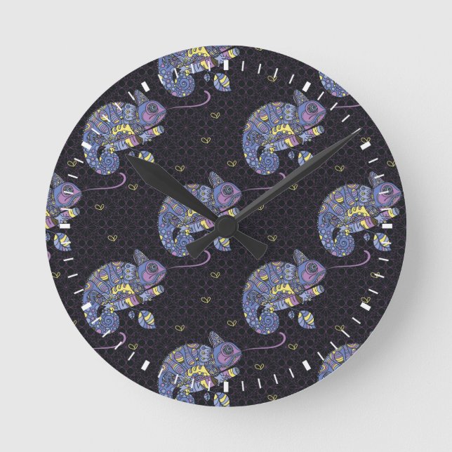 Zentangle Lizard Round Clock (Front)