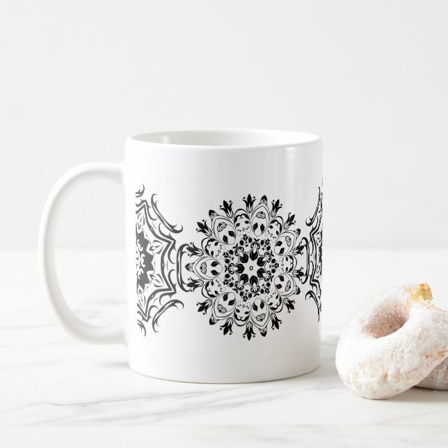 Zentangle Patterns Coffee Mug (With Donut)