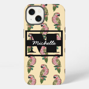 Zentangle Style Parrots Monogram iPhone 13 Case