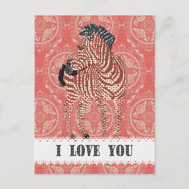 Zenya Retro Red Love  Postcard (Front)