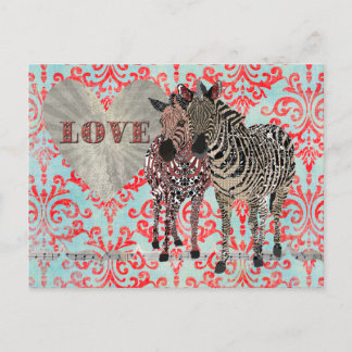 Zenya & Zeb Love Damask Postcard